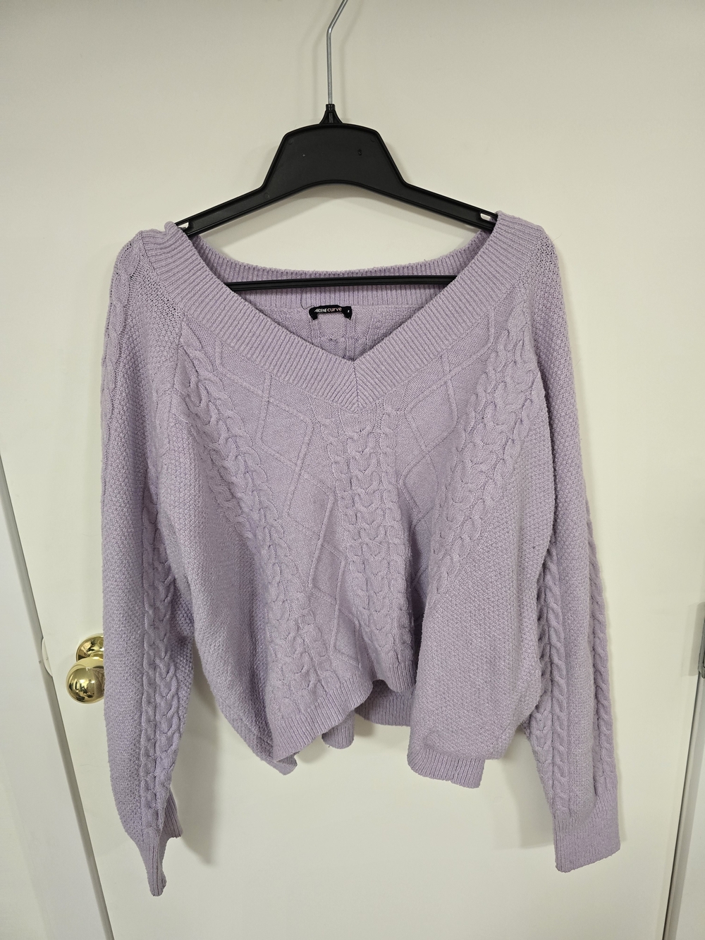 Ardene Lavender Cable V-Neck Sweater - Women